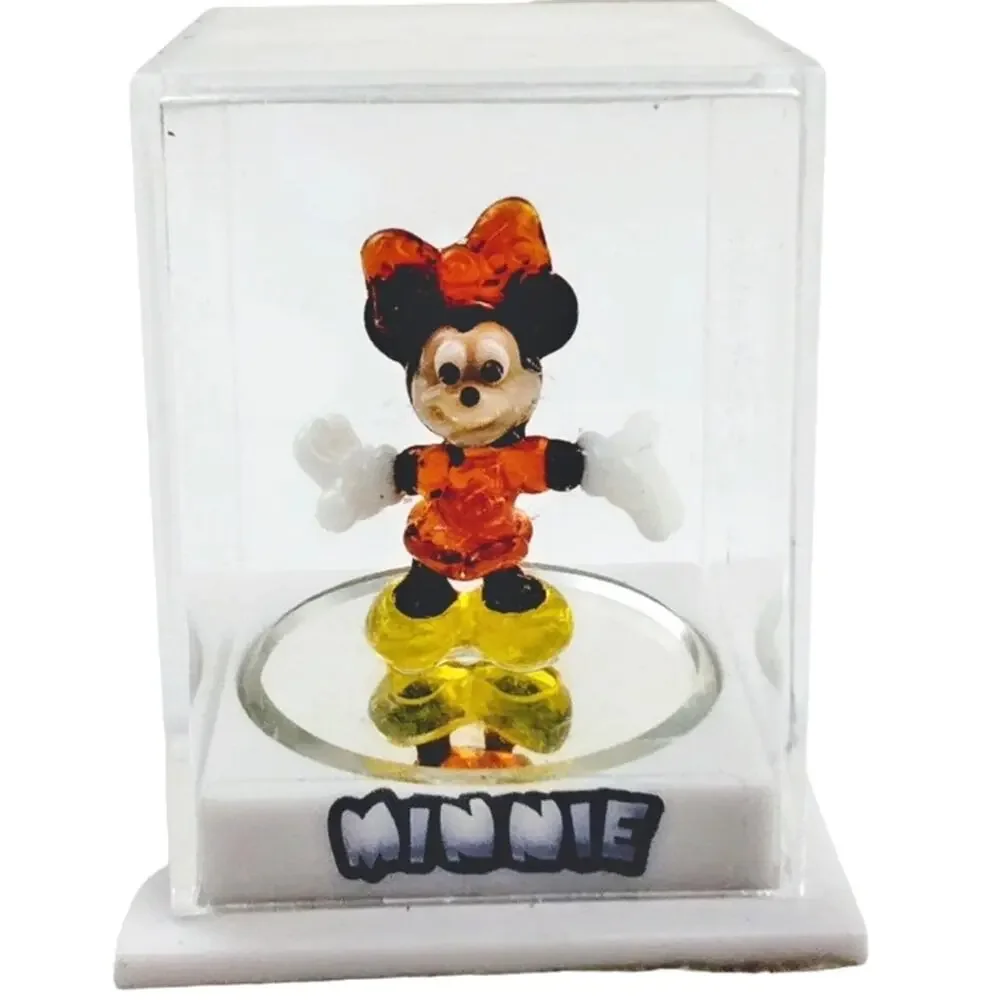 Disney Minnie Mouse Small Glass Desk Figure Rare Collectible